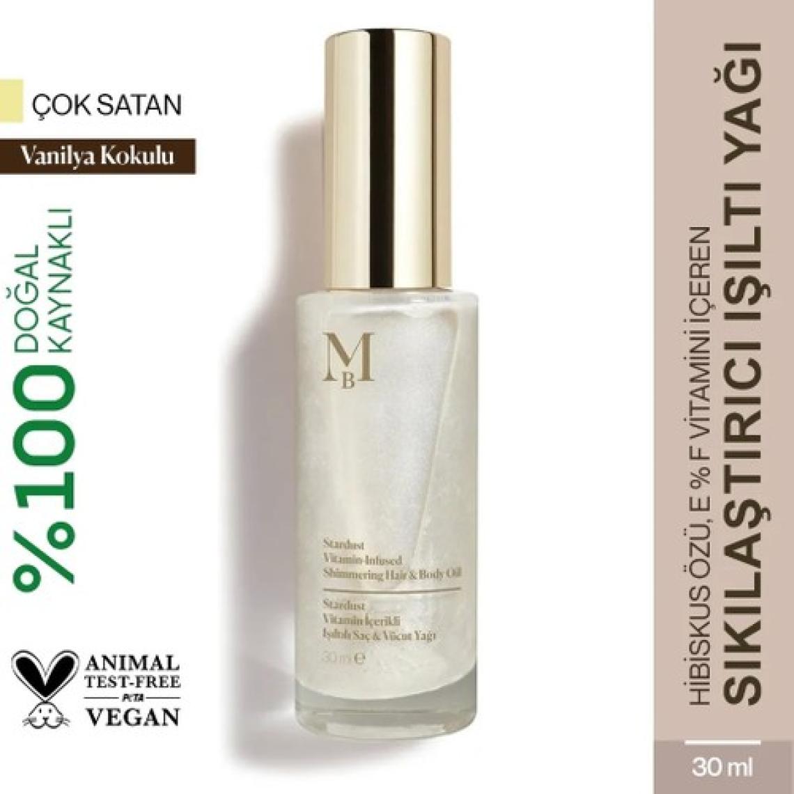Misbahçe Stardust Vitamin İçerikli Işıltılı Saç ve Vücut Yağı Vanilya 30 ml