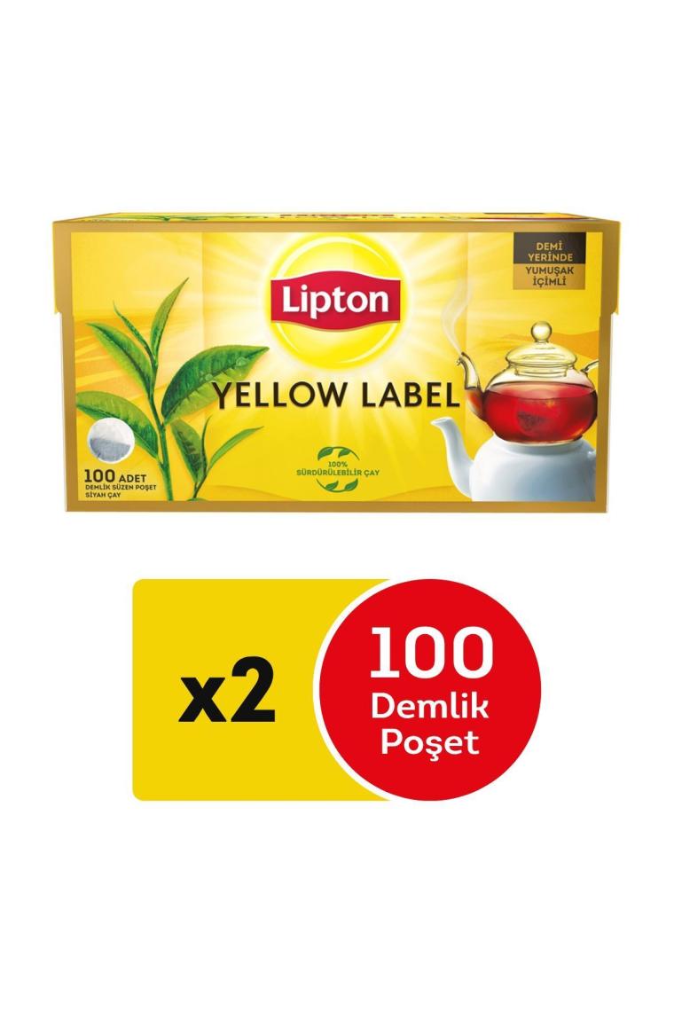 Yellow Label Demlik Poşet Çay 100'lü X 2 Adet