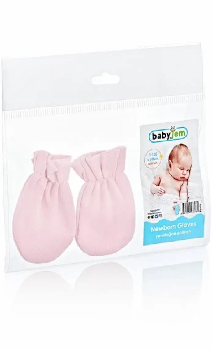 Baby Jem  Yenidoğan Bebek Eldiveni Gri Ribanalı