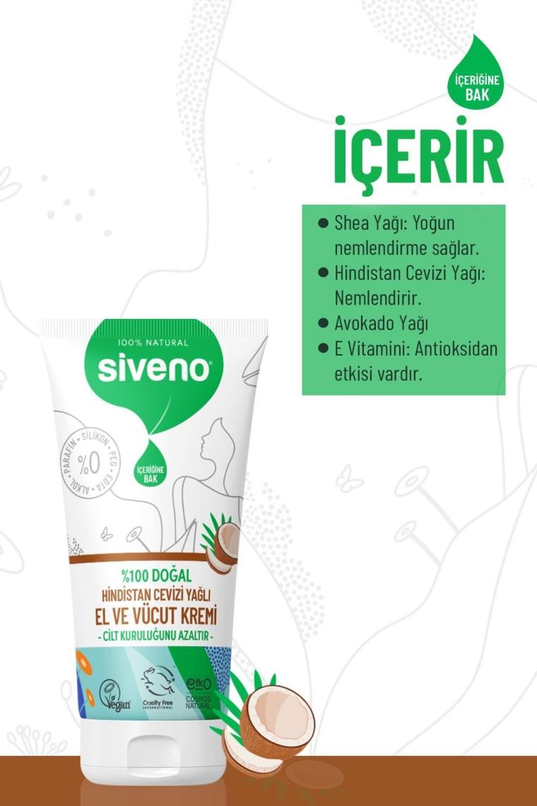 %100 Doğal El Ve Vücut Kremi Hindistan Cevizi Avokado Yoğun Nemlendirici Onarıcı Vegan 50 ml