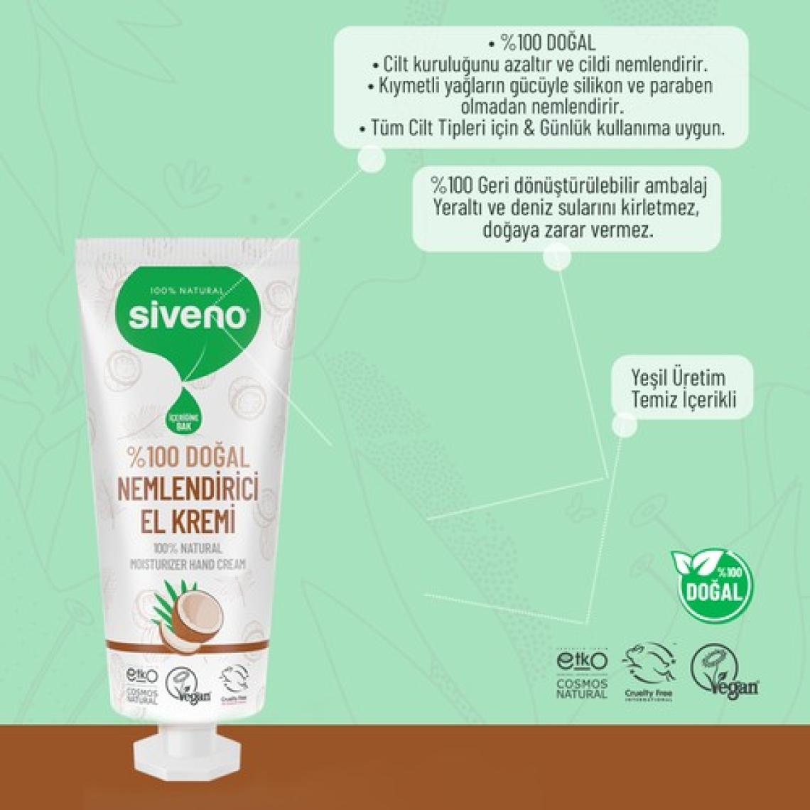 Siveno %100 Doğal El Ve Vücut Kremi Hindistan Cevizi Avokado Yoğun Nemlendirici Onarıcı Vegan 30 ml