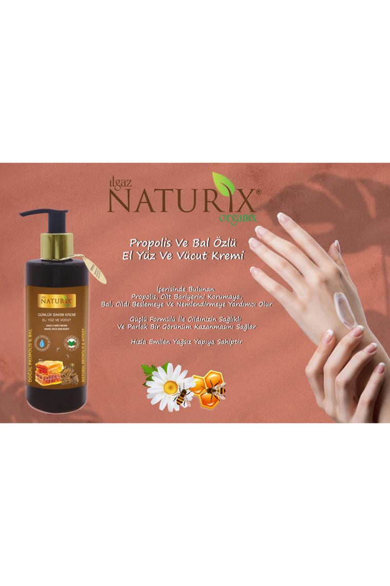 Doğal Propolis & Bal Özlü 250 Ml Organik Günlük Bakım Kremi Nemlendirici El - Yüz - Vücut Kremi