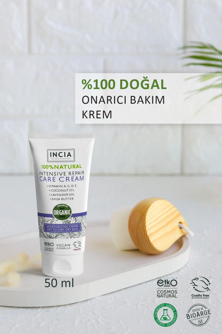 %100 Doğal Onarıcı Bakım Kremi Yoğun Nemlendirici Cilt Bakım Lavanta Avokado Shea Vegan 50 ml