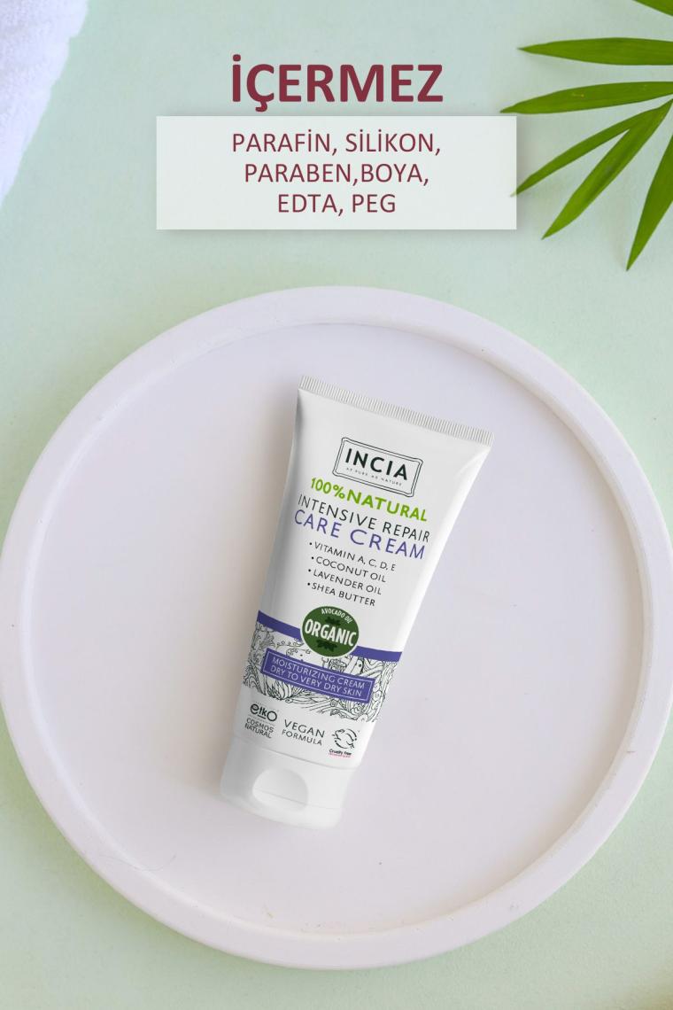 %100 Doğal Onarıcı Bakım Kremi Yoğun Nemlendirici Cilt Bakım Lavanta Avokado Shea Vegan 50 ml