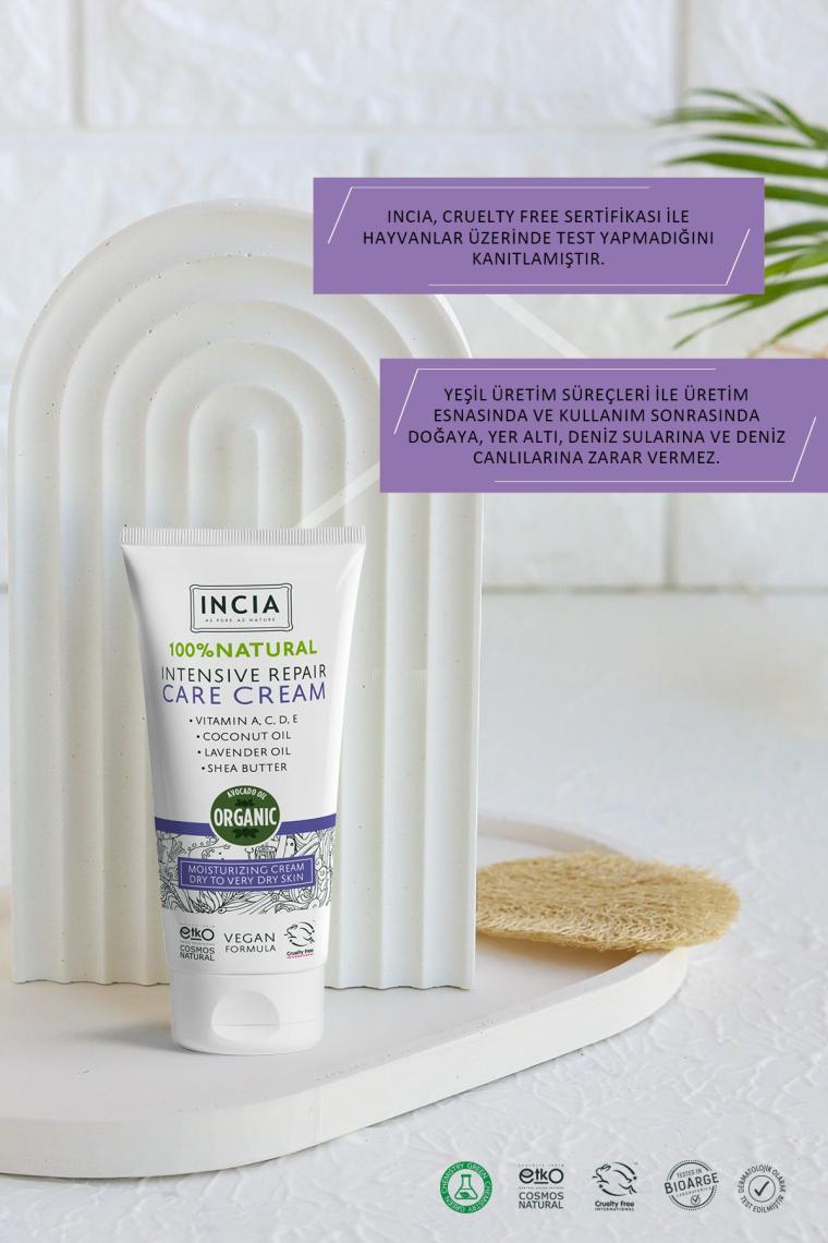 %100 Doğal Onarıcı Bakım Kremi Yoğun Nemlendirici Cilt Bakım Lavanta Avokado Shea Vegan 50 ml