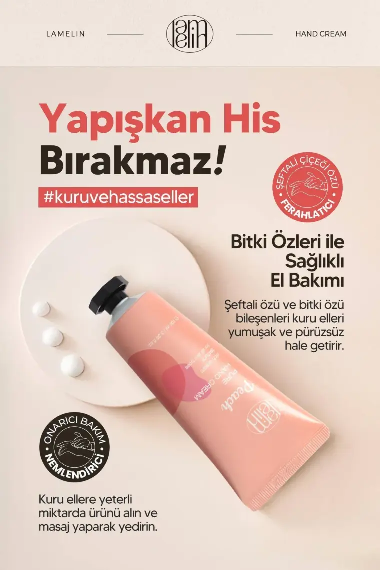 Lamelin Şeftali Özü Içeren Nemlendirici El Bakım Kremi Lamelin Pure Hand Peach Cream 100 ml
