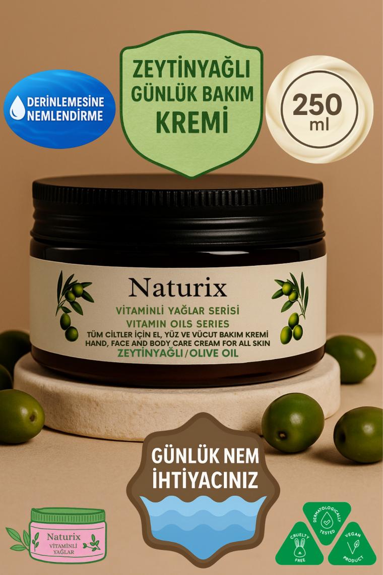 Naturix Vitaminli Yağlar Serisi Zeytinyağlı Özlü El Yüz Vücut Kremi 250 ml Yoğun Nem Terapisi