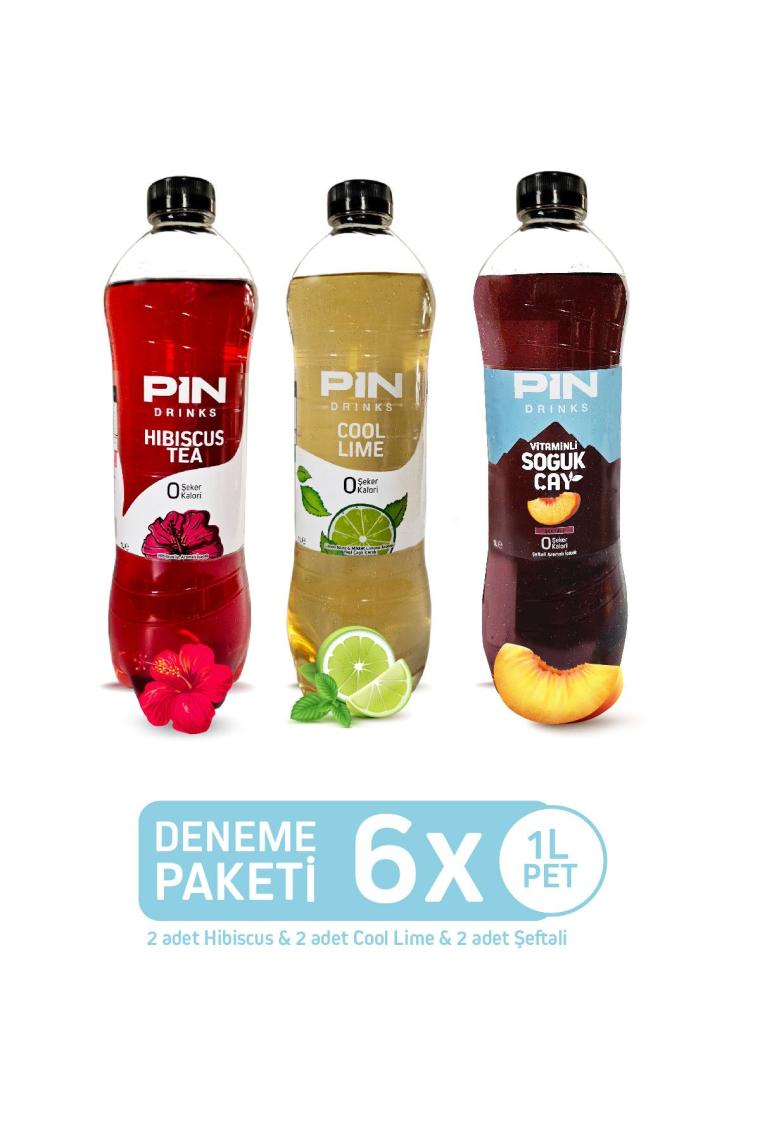 Hibiskus& Cool Lime & Şeftali Soğuk Çay Deneme Paketi Şekersiz & Kalorisiz 6 Adet X 1 Litre