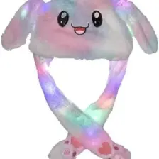 Netavantaj Işıklı Oynar Kulaklı Peluş Kawaii Figürlü Şapka Rainbow Rengarenk