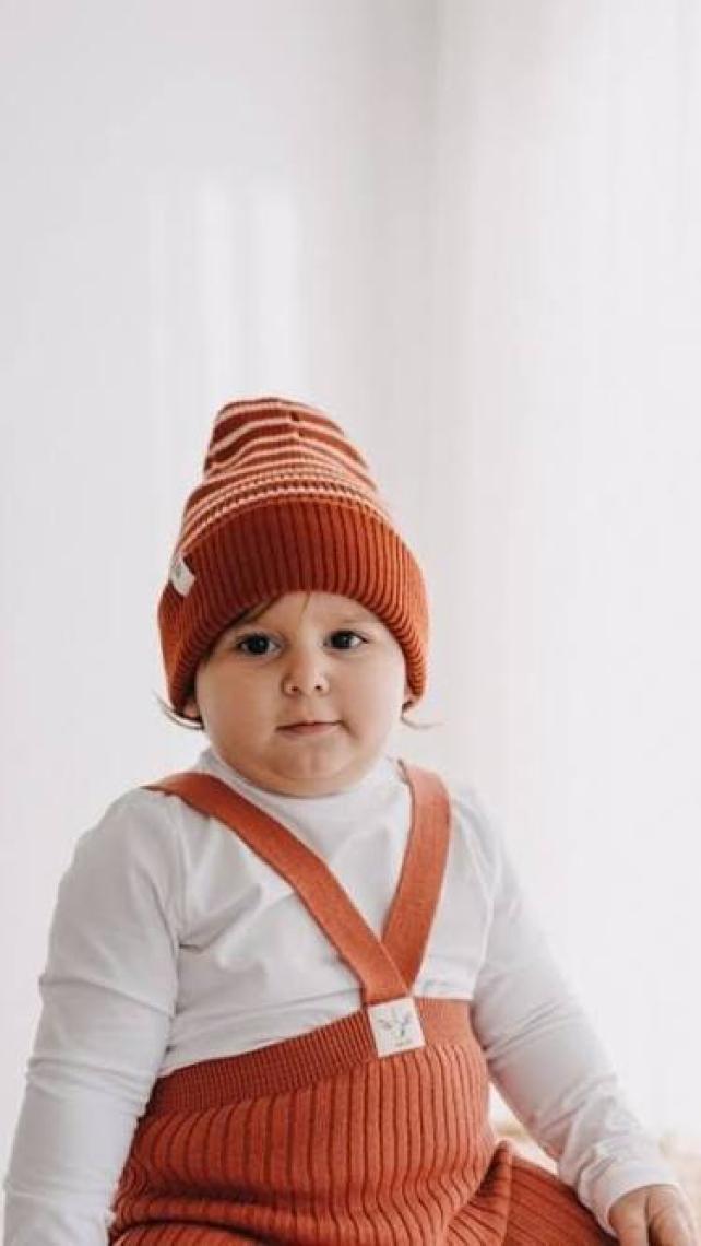 Mama Yoyo Çift Taraflı Çocuk Bere Kiremit Rengi