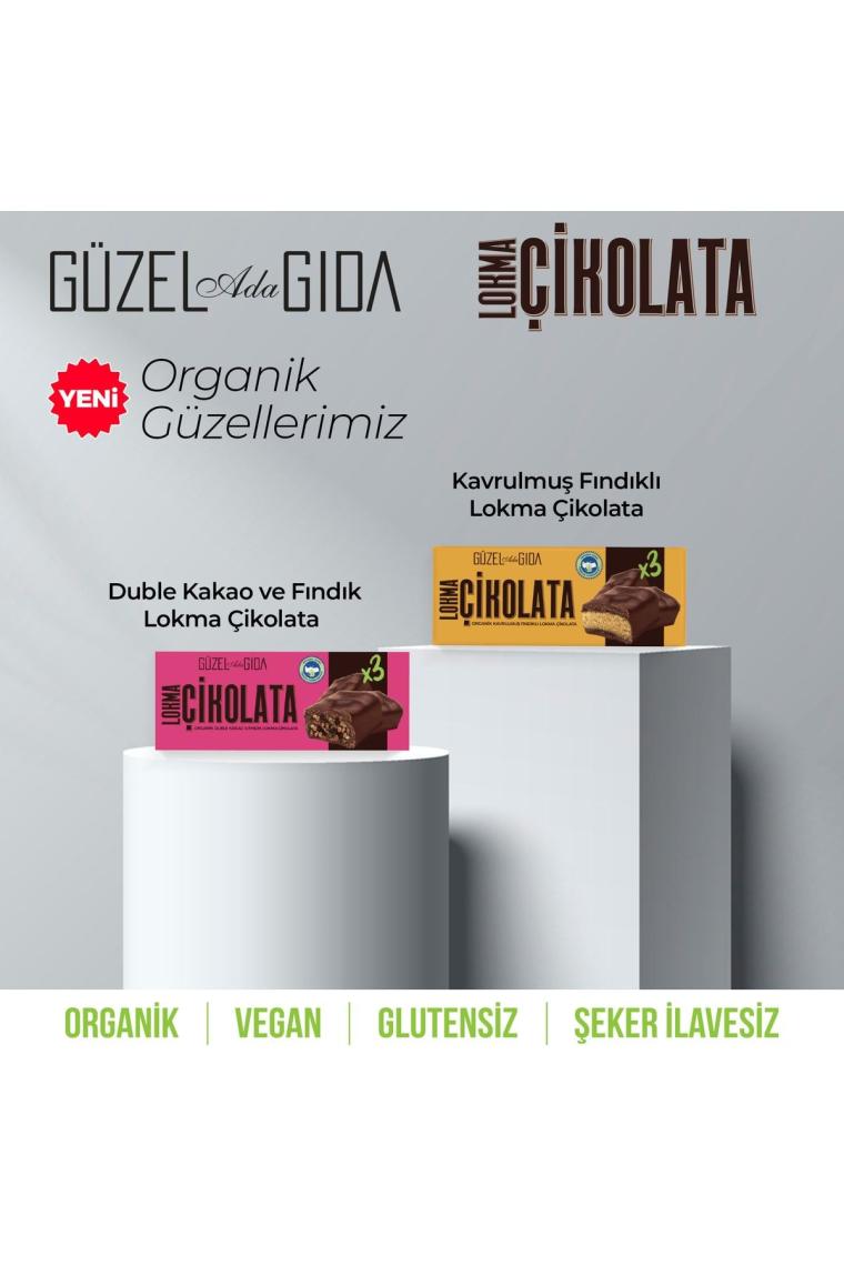 Lokma Çikolata Duble Kakao Fındık Vegan Bar 35 Gr Organik Glutensiz
