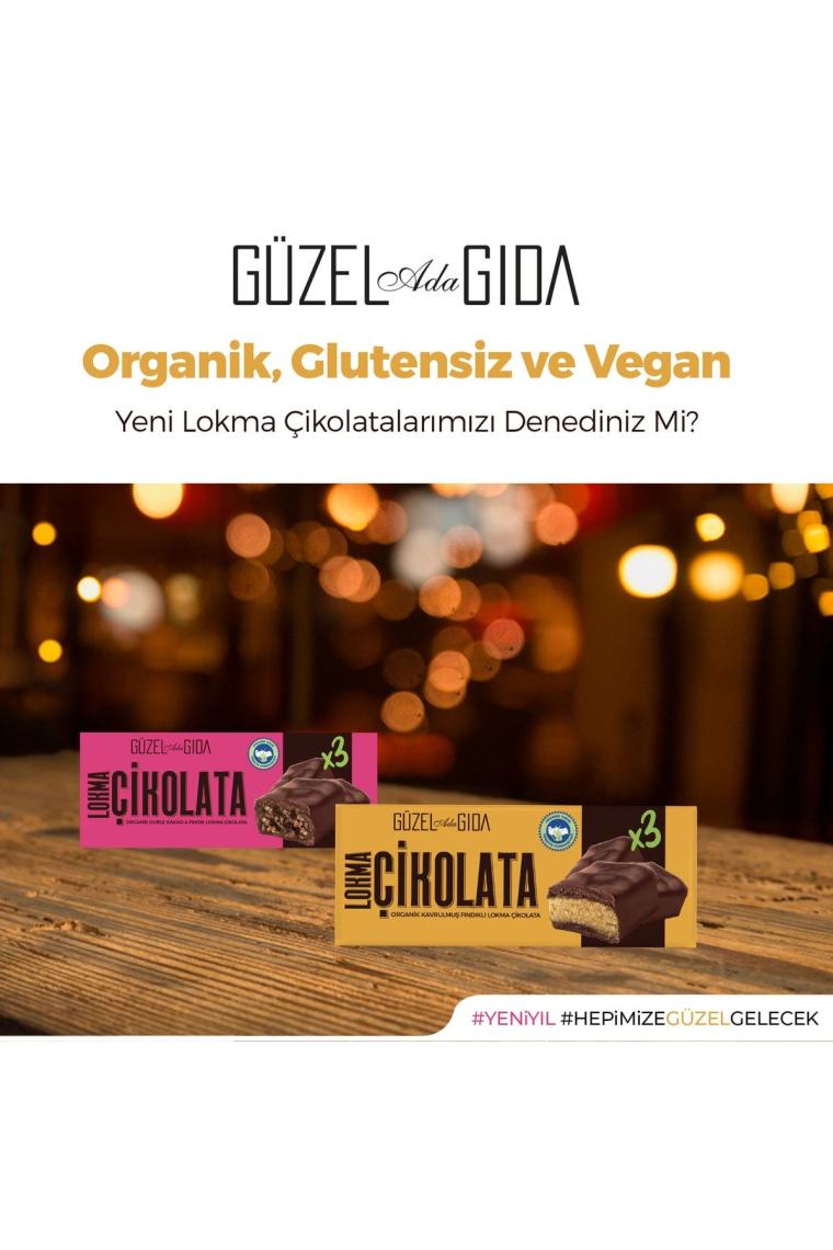 Lokma Çikolata Duble Kakao Fındık Vegan Bar 35 Gr Organik Glutensiz