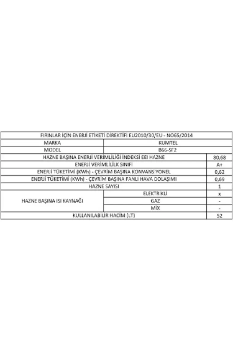 Kumtel Digital Siyah Ankastre Fırın 8 Prog. B66 - Sf2 (Ddt)