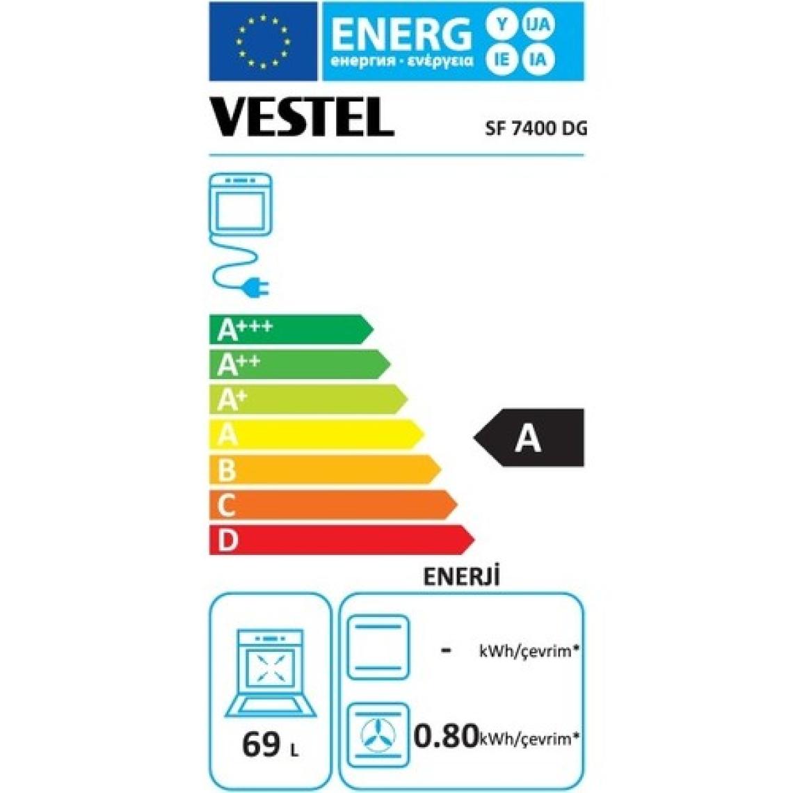 Vestel SF 7400 A Enerji Sınıfı 4 Gözü Gazlı Tamboy Solo Fırın