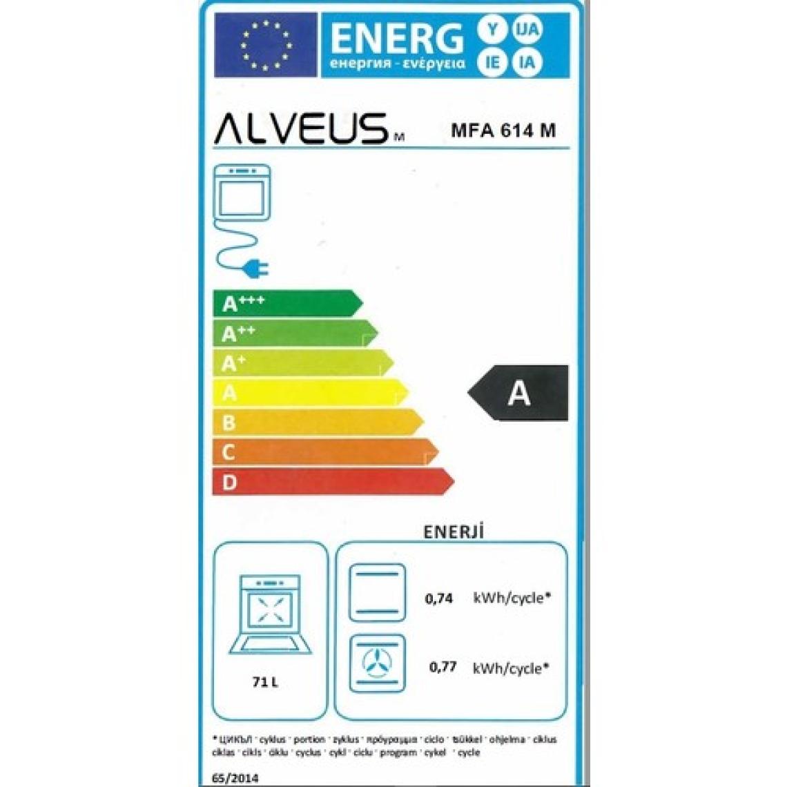 Alveus Mfa 614 Tımerlı Siyah Ankastre Fırın