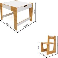 Minera Anka Montessori Ahşap Oyun ve Aktivite Masası ve Sandalyesi 0-6 Yaş (1masa+1sandalye)