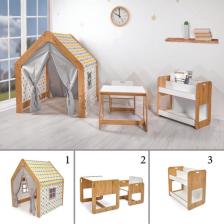 Minera Kumru Model Çocuk Çalışma Oyun Masa Sandalye Kitaplık ve Oyun Evi Seti