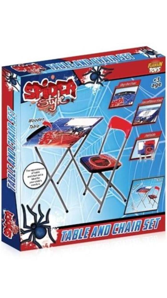 Furkan Toys Spider Style Yazı Tahtalı Masa Sandalye Seti