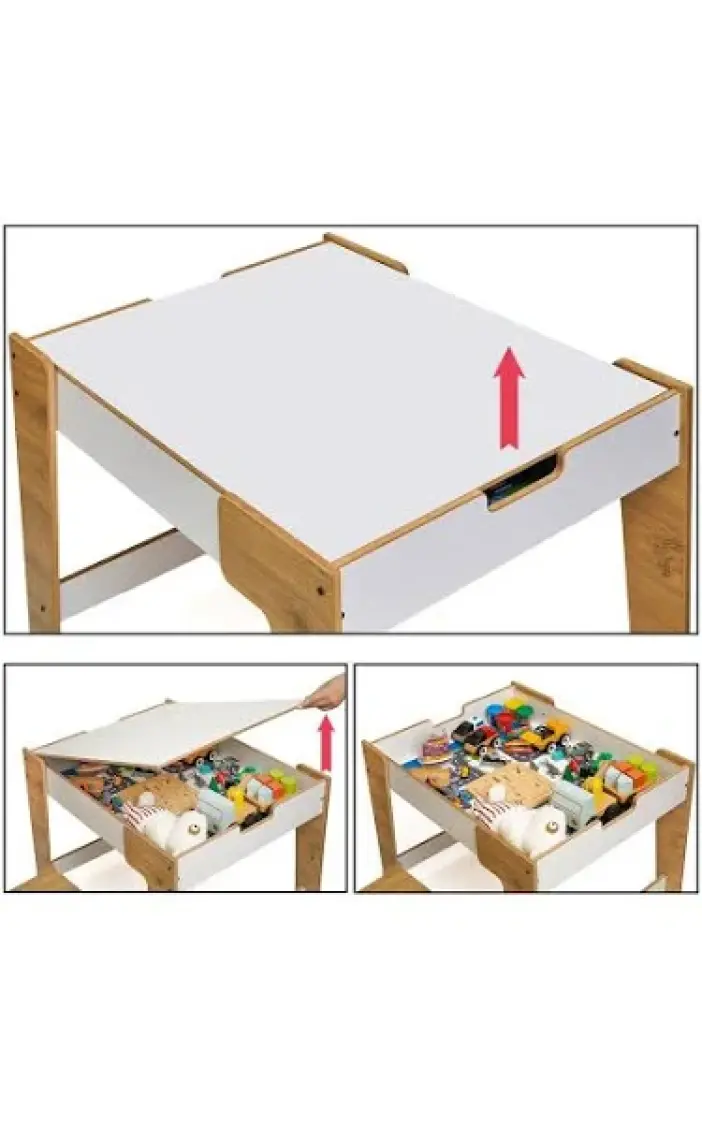 Minera Anka Montessori Ahşap Oyun ve Aktivite Masası ve Sandalyesi 0-6 Yaş (1masa+1sandalye)