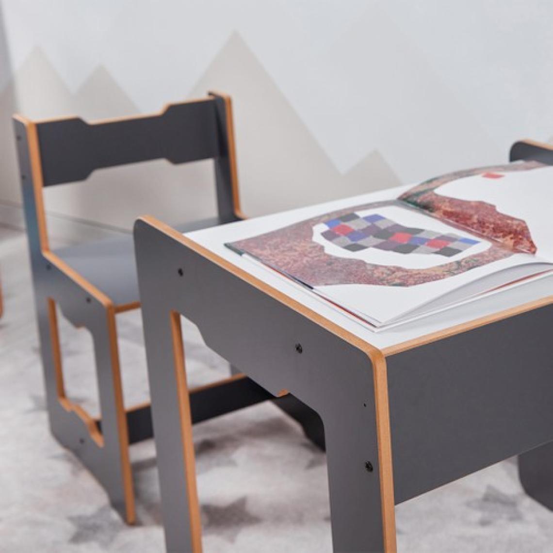 Minera 4-6 Yaş Martı Ahşap Montessori Çocuk Oyun, Çalışma ve Aktivite Masası ve Sandalyesi / Antrasit