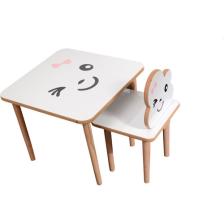 Webkapinda Ahşap Çocuk Masa Sandalye Takımı 1 Sandalye 1 Masa Kız Stickerlı