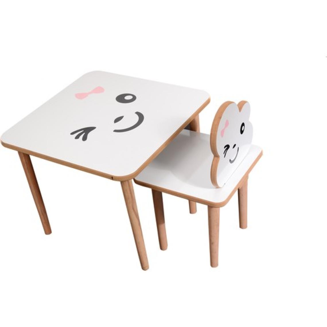Webkapinda Ahşap Çocuk Masa Sandalye Takımı 1 Sandalye 1 Masa Kız Stickerlı