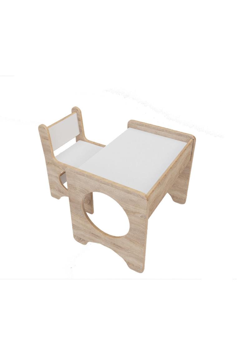 Zeo Wood Design Montessori Çocuk Oyun & Aktivite & Çalışma Masa ve Sandalyesi