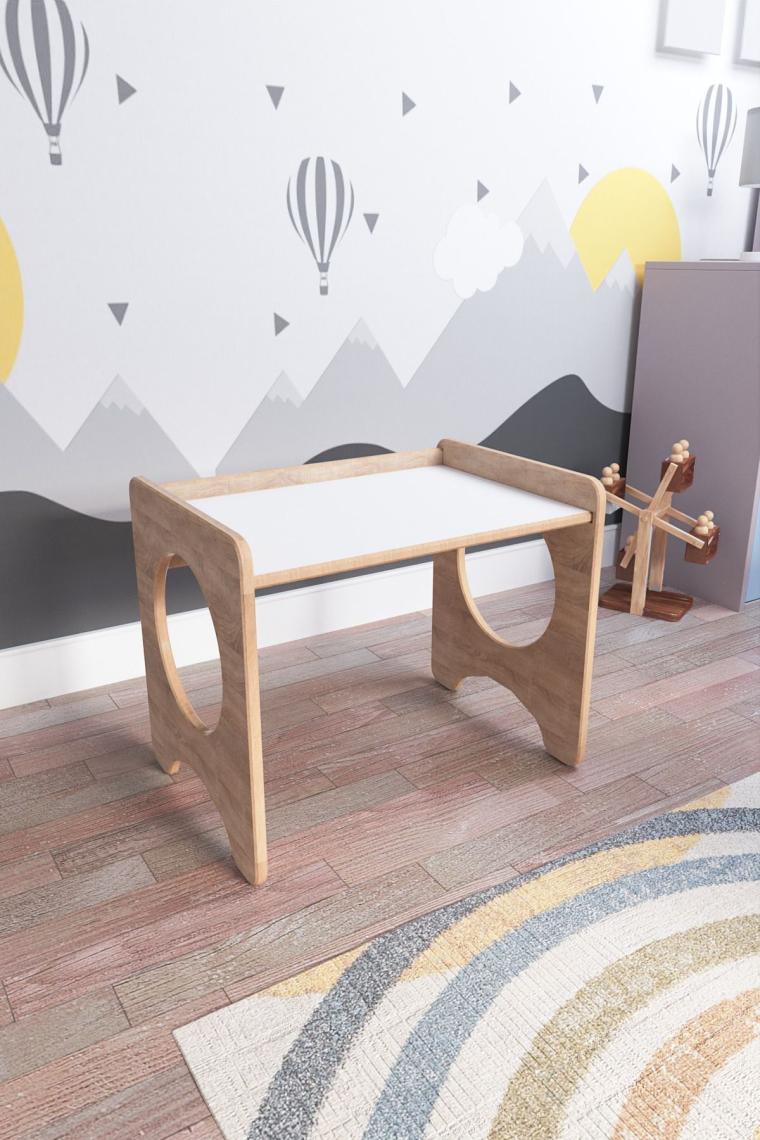 Zeo Wood Design Montessori Çocuk Oyun & Aktivite & Çalışma Masa ve Sandalyesi