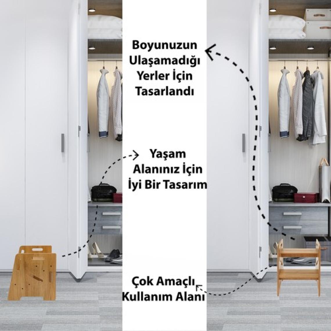 Minera Çocuk / Yetişkin Montessori Ahşap Basamak, Yükseltici, Tabure