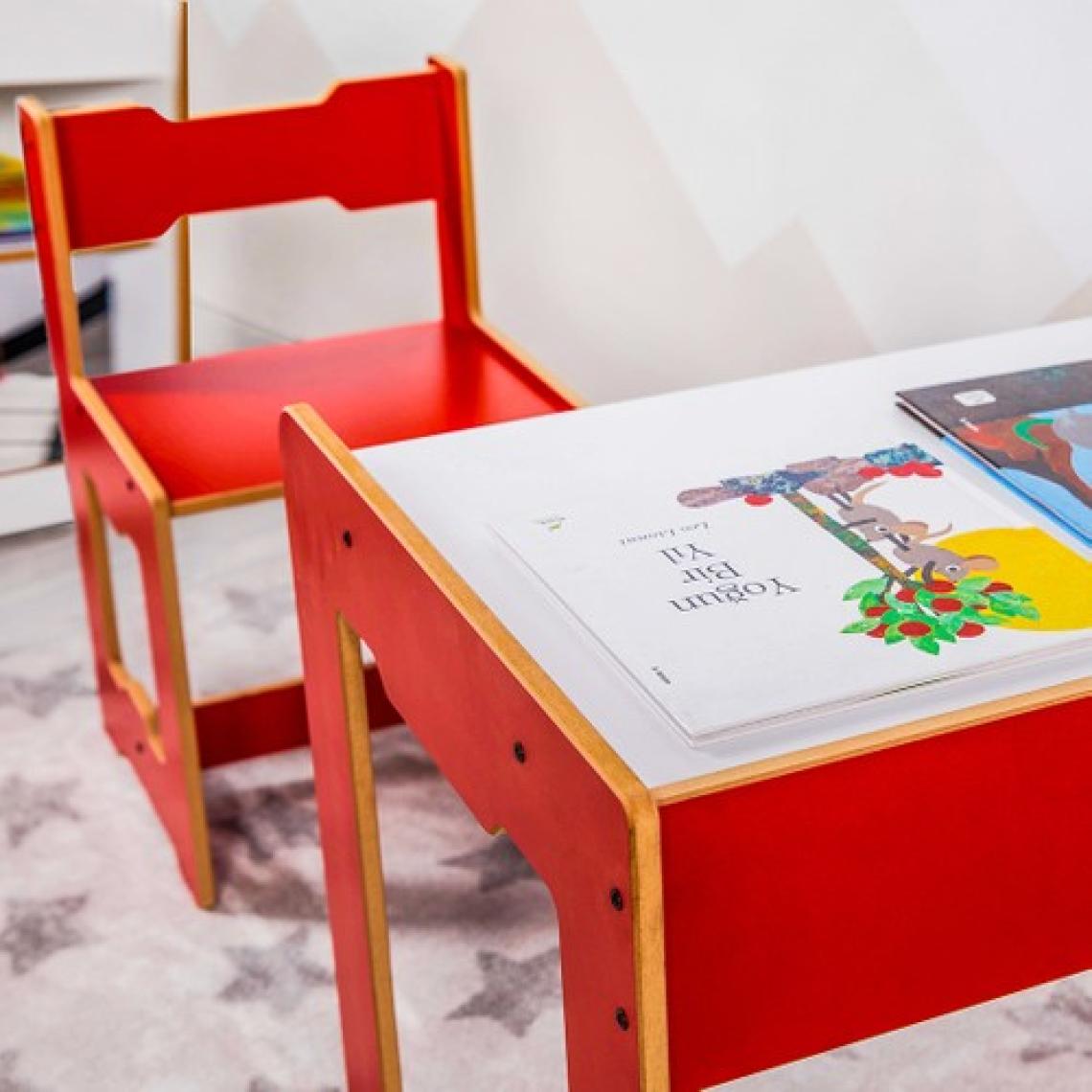 Minera 4-6 Yaş Martı Ahşap Montessori Çocuk Oyun, Çalışma ve Aktivite Masası ve Sandalyesi / Kırmızı