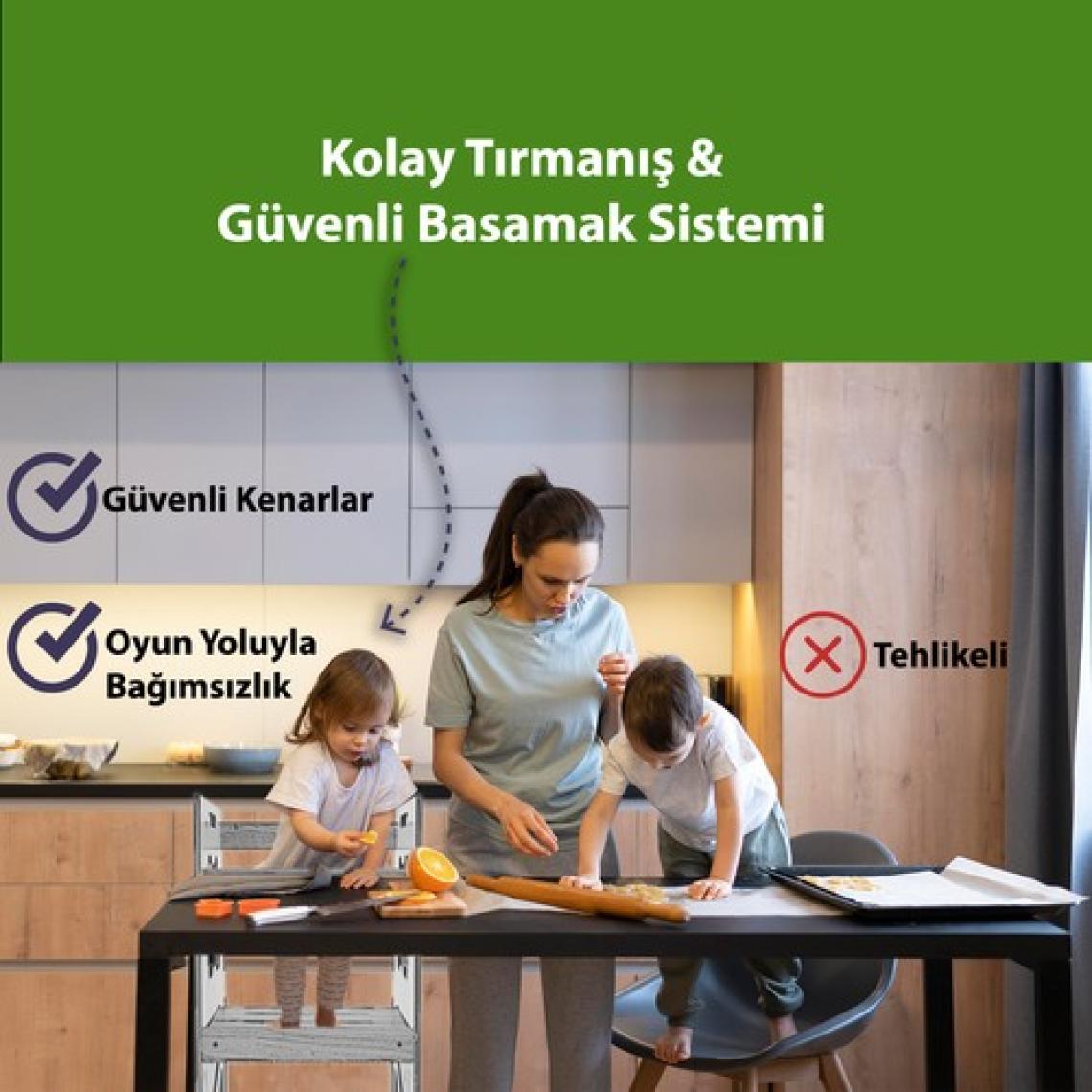 Minera Ahşap Montessori Öğrenme Kulesi / 2-6 Yaş / Beyaz