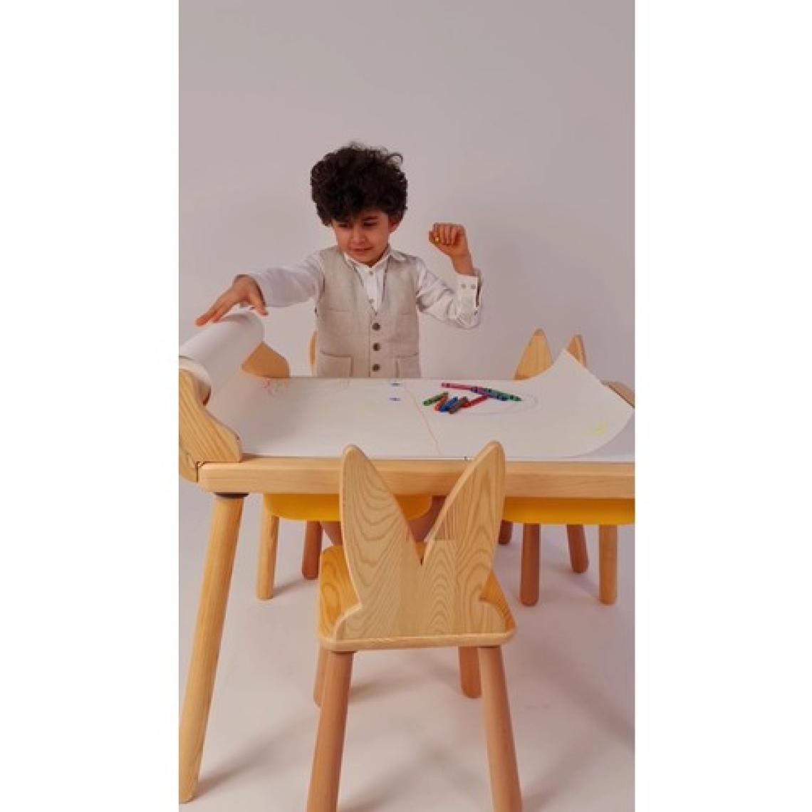 Wood & Joy Doğal Ahşap Duyusal Çocuk Aktivite Masası Oyun Masası ve Çocuk Çalışma Masası 2 Sandalye Seti(Rulo Aparatlı ve Kırtasiye İstasyonlu)