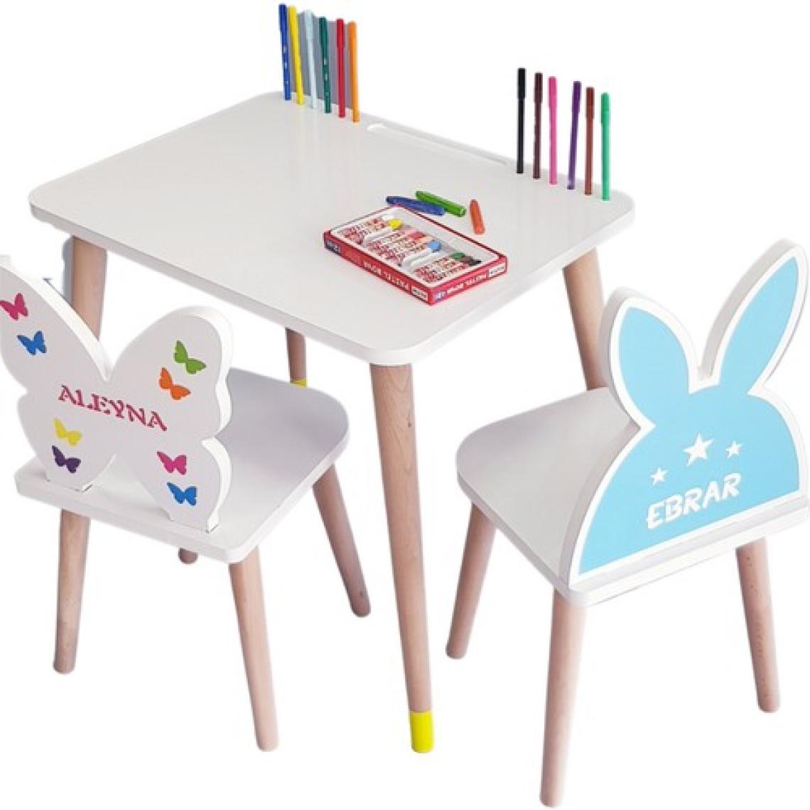 Liva Ahşap Ahşap Çocuk Oyun ve Aktivite Masa Sandalye Takımı 1 Masa + 2 Sandalye