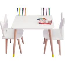 Liva Ahşap Ahşap Çocuk Oyun ve Aktivite Masa Sandalye Takımı 1 Masa + 2 Sandalye