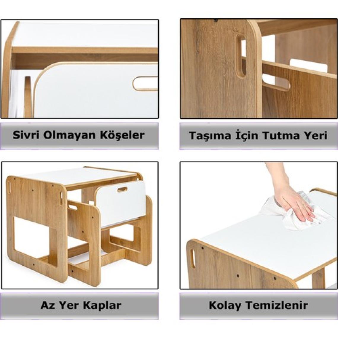 Minera 2-4 Yaş Kumru Ahşap Montessori Çocuk Oyun, Çalışma ve Aktivite Masası ve Sandalyesi Seti