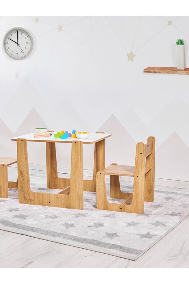Minera 2-4 Yaş Turna Ahşap Montessori Çocuk Oyun, Çalışma ve Aktivite Masası ve Sandalyesi