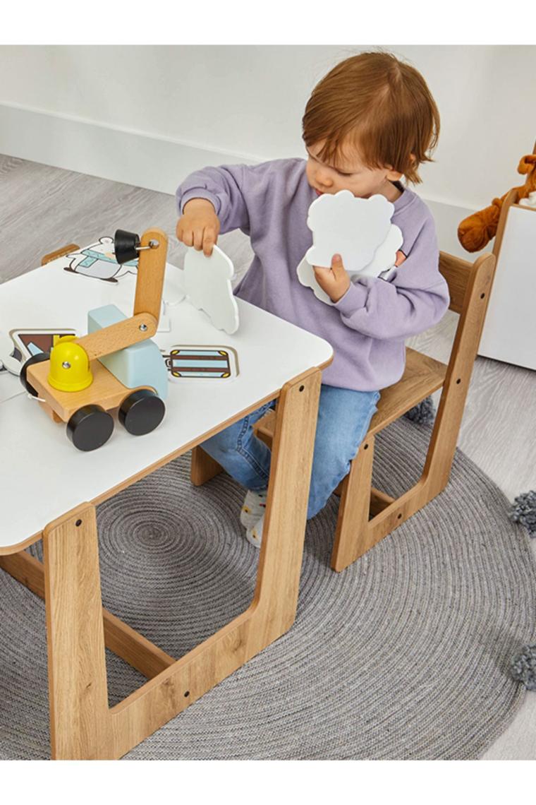 Minera 2-4 Yaş Turna Ahşap Montessori Çocuk Oyun, Çalışma ve Aktivite Masası ve Sandalyesi