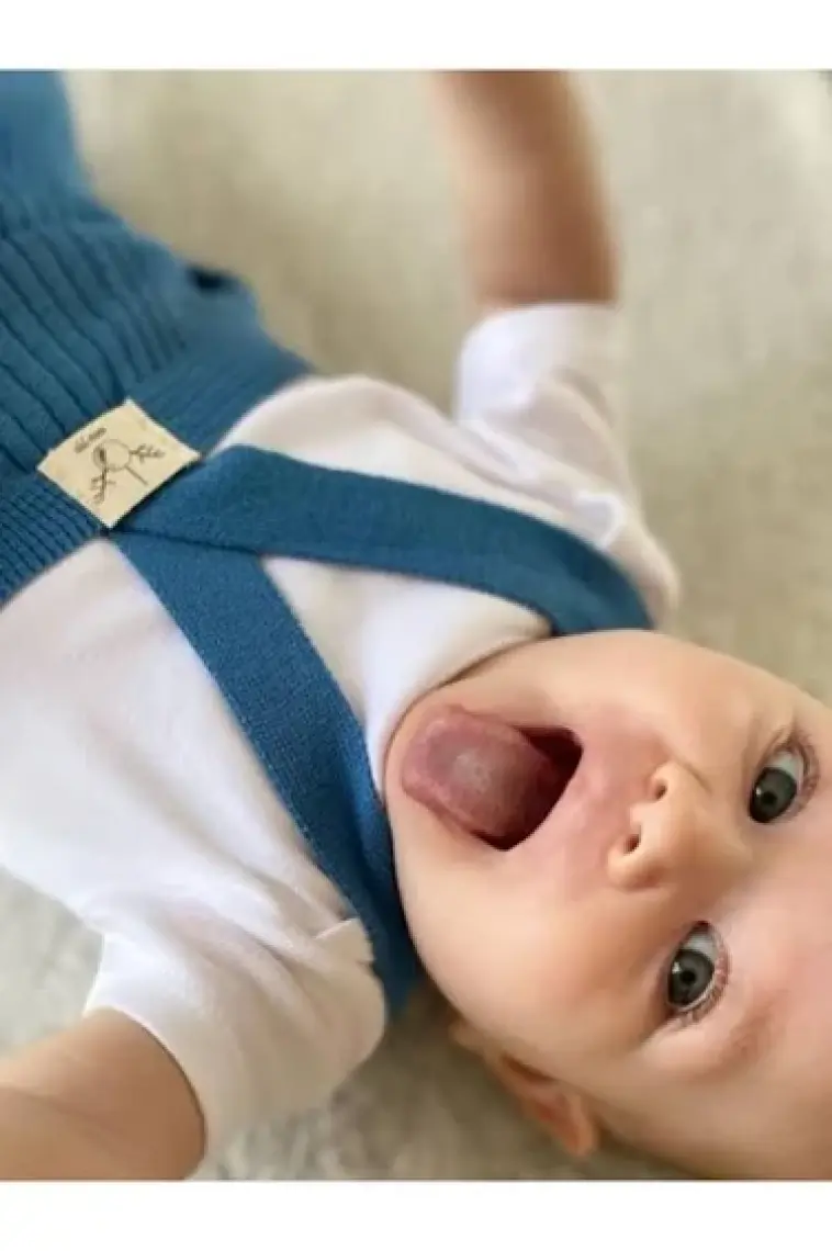Mama Yoyo Askılı Organik Triko Bebek Taytı - Indigo