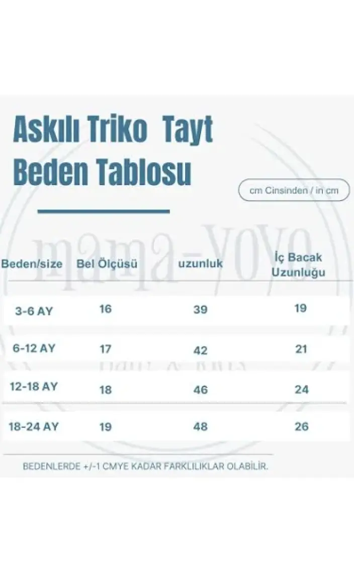 Mama Yoyo Askılı Organik Triko Bebek Taytı - Indigo