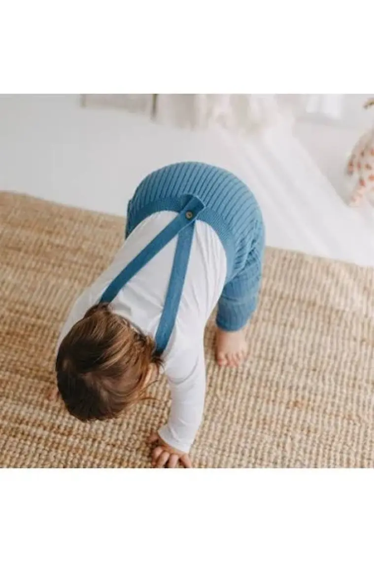 Mama Yoyo Askılı Organik Triko Bebek Taytı - Indigo