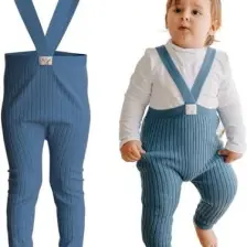 Mama Yoyo Askılı Organik Triko Bebek Taytı - Indigo