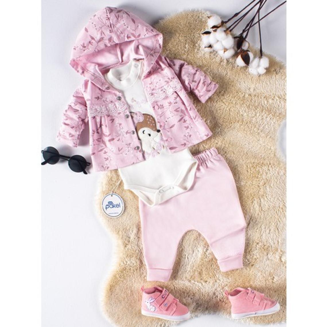 Pakel Kız Bebek 3'lü Takım 0-6 Ay Pembe