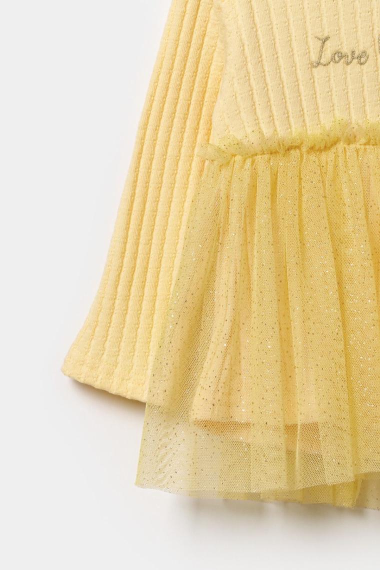 Minipodyum Mevsimlik Tüllü Taytlı %100 Pamuk 2'li Kız Bebek Takım %100 Pamuk 9-24 Ay