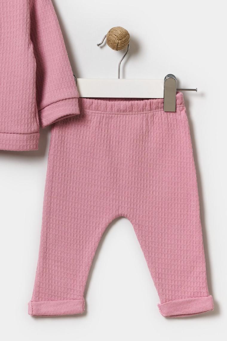 Minipodyum Mevsimlik Çıtçıt Detaylı %100 Pamuk  Kız Bebek 2'li Takım 3-12 Ay