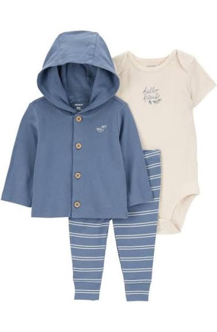 Carter's Erkek Bebek 3'lü Hırkalı Set Mavi
