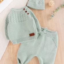 Babymod Erkek Bebek Bereli Triko Kışlık Bebek Takım Şapkalı Bebek Takım