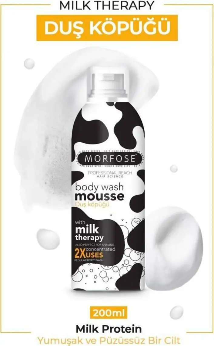 Morfose Vücut Duş Köpüğü - Süt Terapisi ile Kremsi Doku ve Rahatlatıcı Etki, 200 ml
