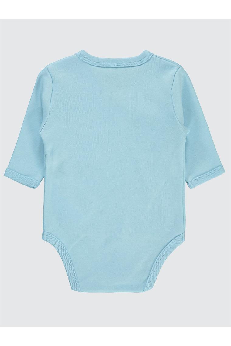Bebek Kruvaze Yaka Çıtçıtlı Badi 1-6 Ay Mavi