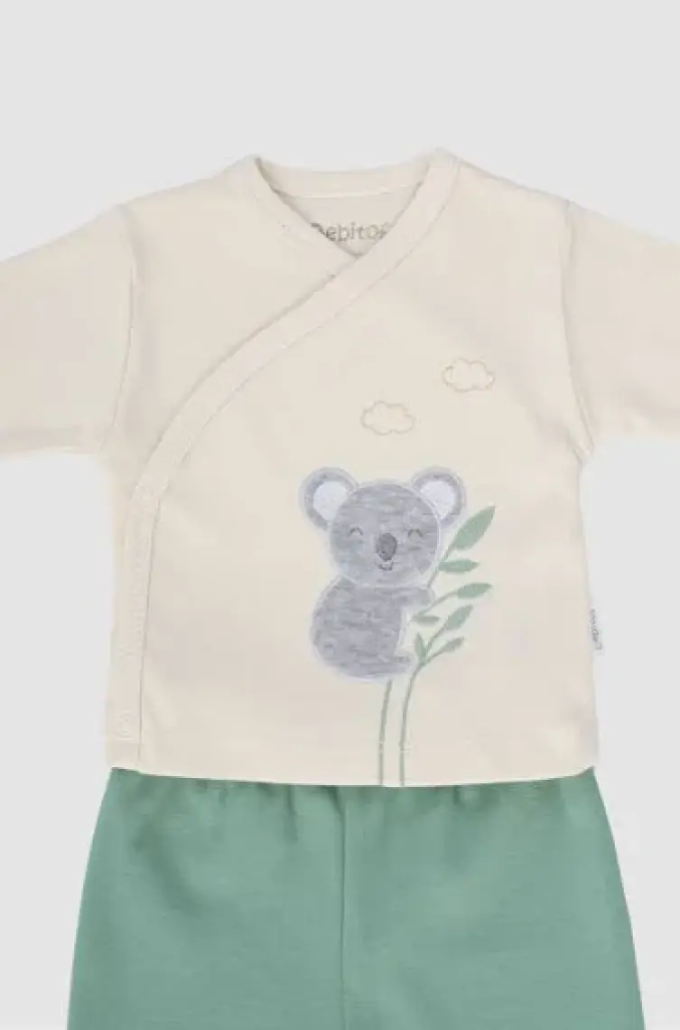 Bebitof Koala Nakışlı 10 Parça Hastane Çıkışı Zıbın Seti  Pamuk