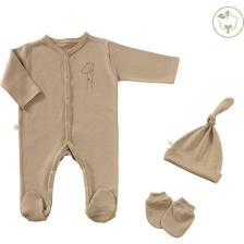 Tiny Lamb Cute Giraffe Organik Mini Yenidoğan Bebek Seti 3 Parça %100 Organik Pamuk  0-3 Aylık Organik Bebek Seti